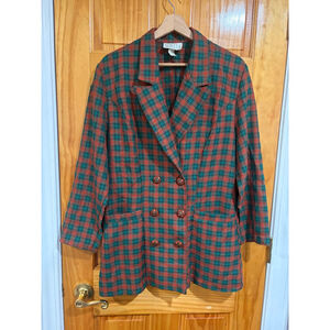 Vintage Timing Fashion USA Tartan Plaid Blazer Double Breasted Rayon